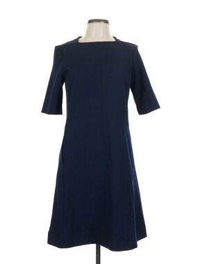 MM LaFleur Emily Dress Navy Recycled WonderTex A-Line Pockets Size 10